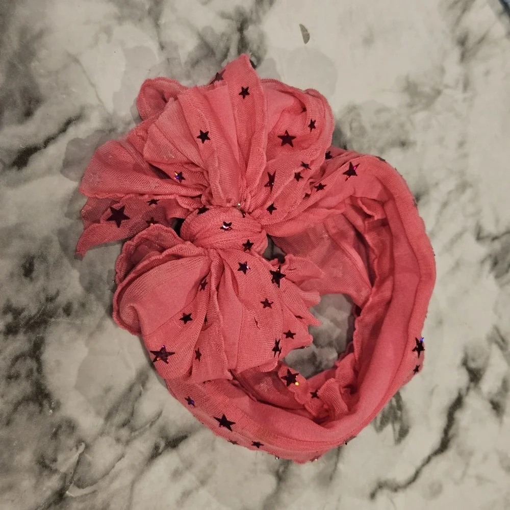 Large Headband‎ Bow Lot of 3 Girls Sparkle Star & Sequin Hair Accessories
